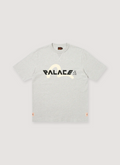 Palace Evisu Logo Tee Shirt Grey white, front view Palace Evisu Logo Tee - Image 1 | Authenticated at Pieces Los Angeles