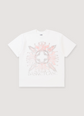 Basketcase Gallery Exodia Tee Shirt Vintage White with 330 gsm 9.5 oz cotton, vintage pigment dye, printed logos, front view Basketcase Gallery Exodia Tee Vintage White - Image 1 | Authenticated at Pieces Los Angeles