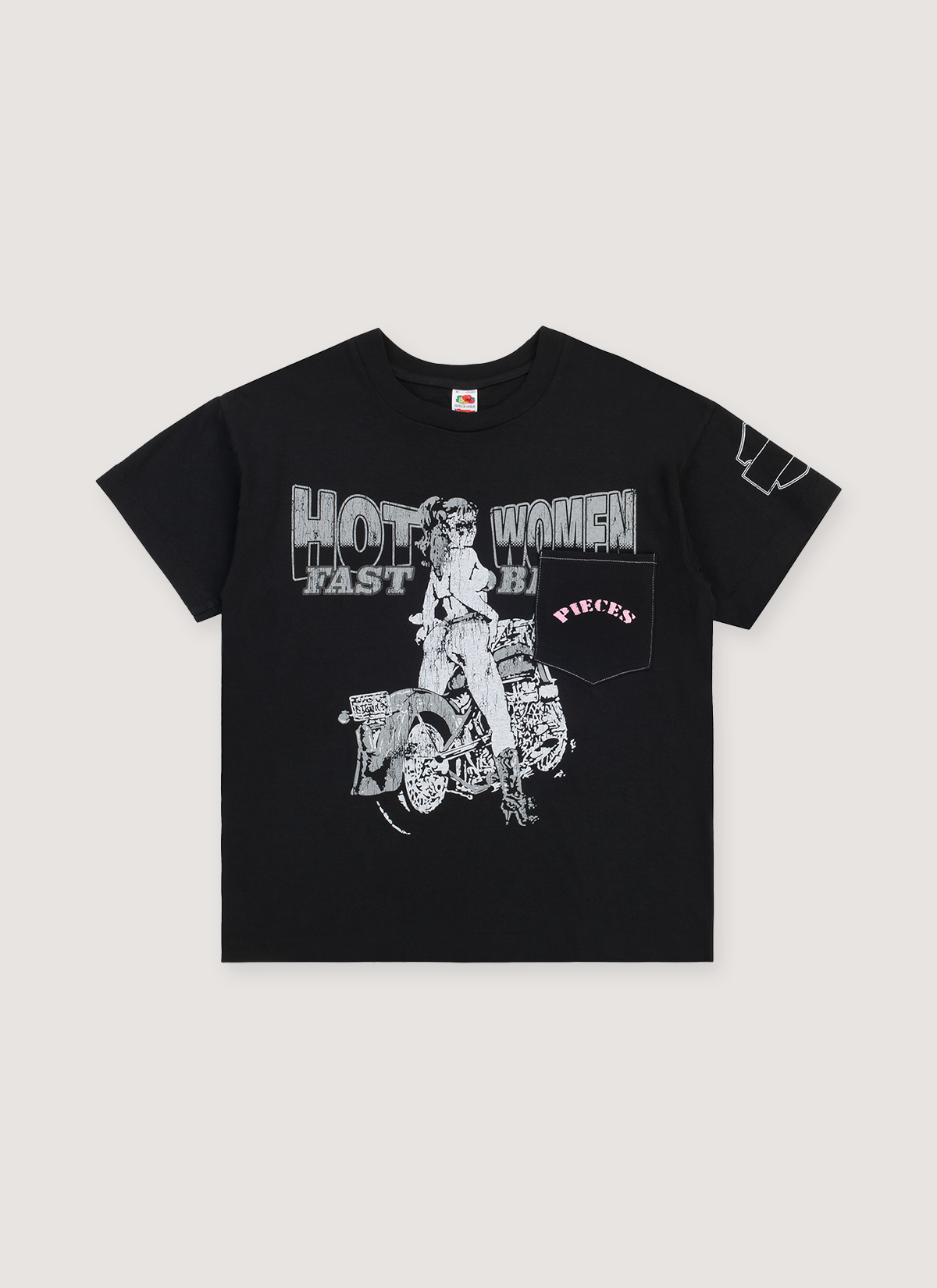 Pieces Fast Bikes Pocket Tee Vintage Black