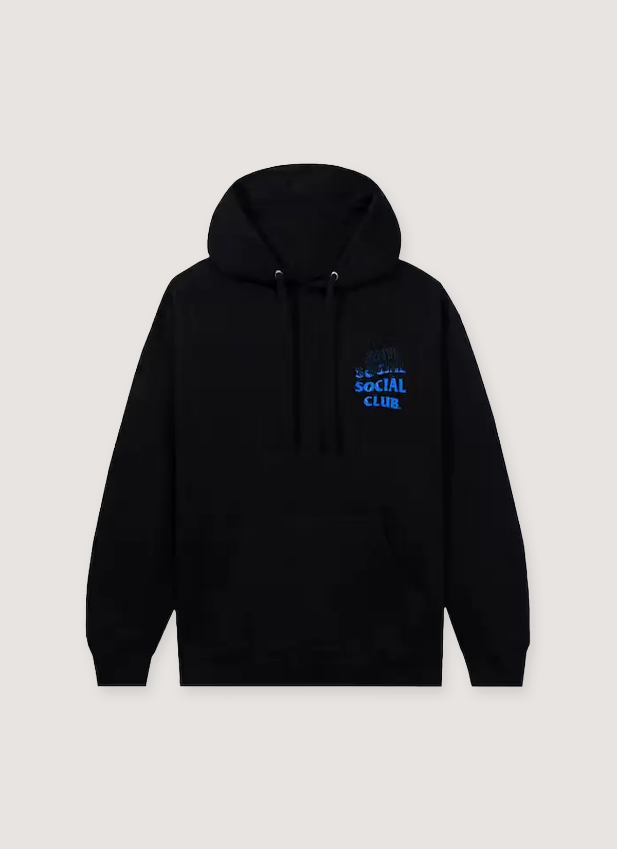 Black Anti Social Social Club A Fire Inside Sweatshirt hoodie front view with blue flames in the text Anti Social Social Club A Fire Inside Sweatshirt - Image 4 | Authenticated at Pieces Los Angeles