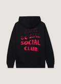 Black Anti Social Social Club A Fire Inside Sweatshirt hoodie back view with pink flames in the text Anti Social Social Club A Fire Inside Sweatshirt - Image 5 | Authenticated at Pieces Los Angeles