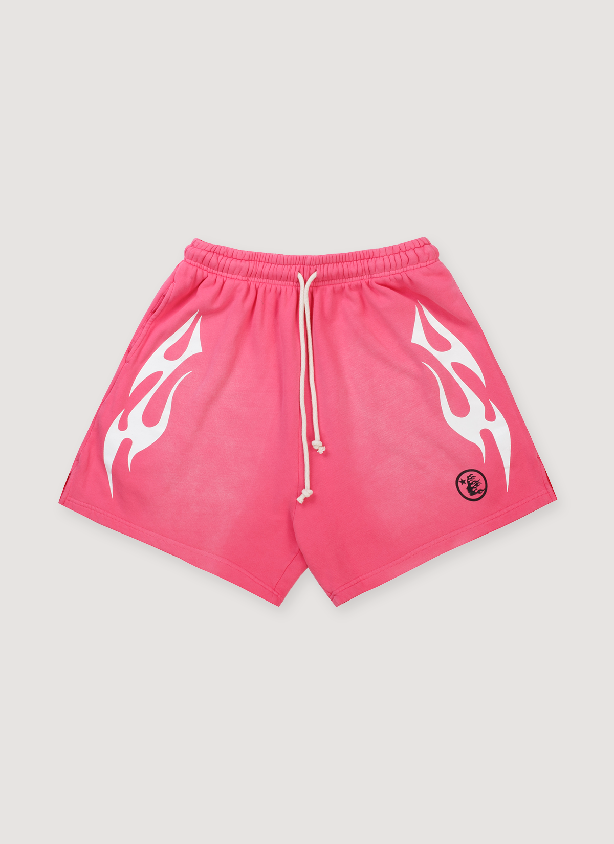 Hellstar Flame Shorts Pink White Hellstar Flame Shorts Pink White - Image 1 | Authenticated at Pieces Los Angeles