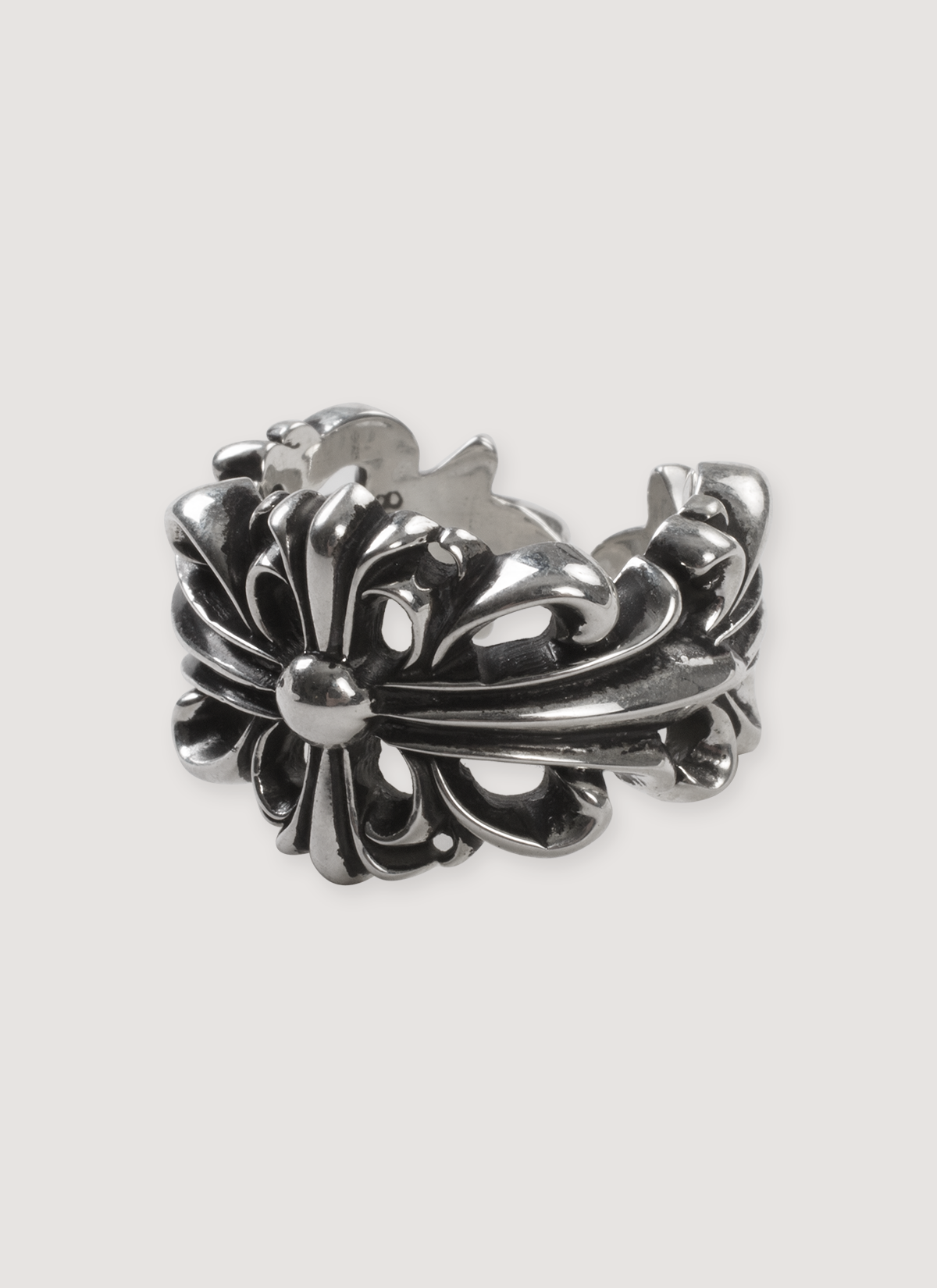 Double Floral Ring Silver