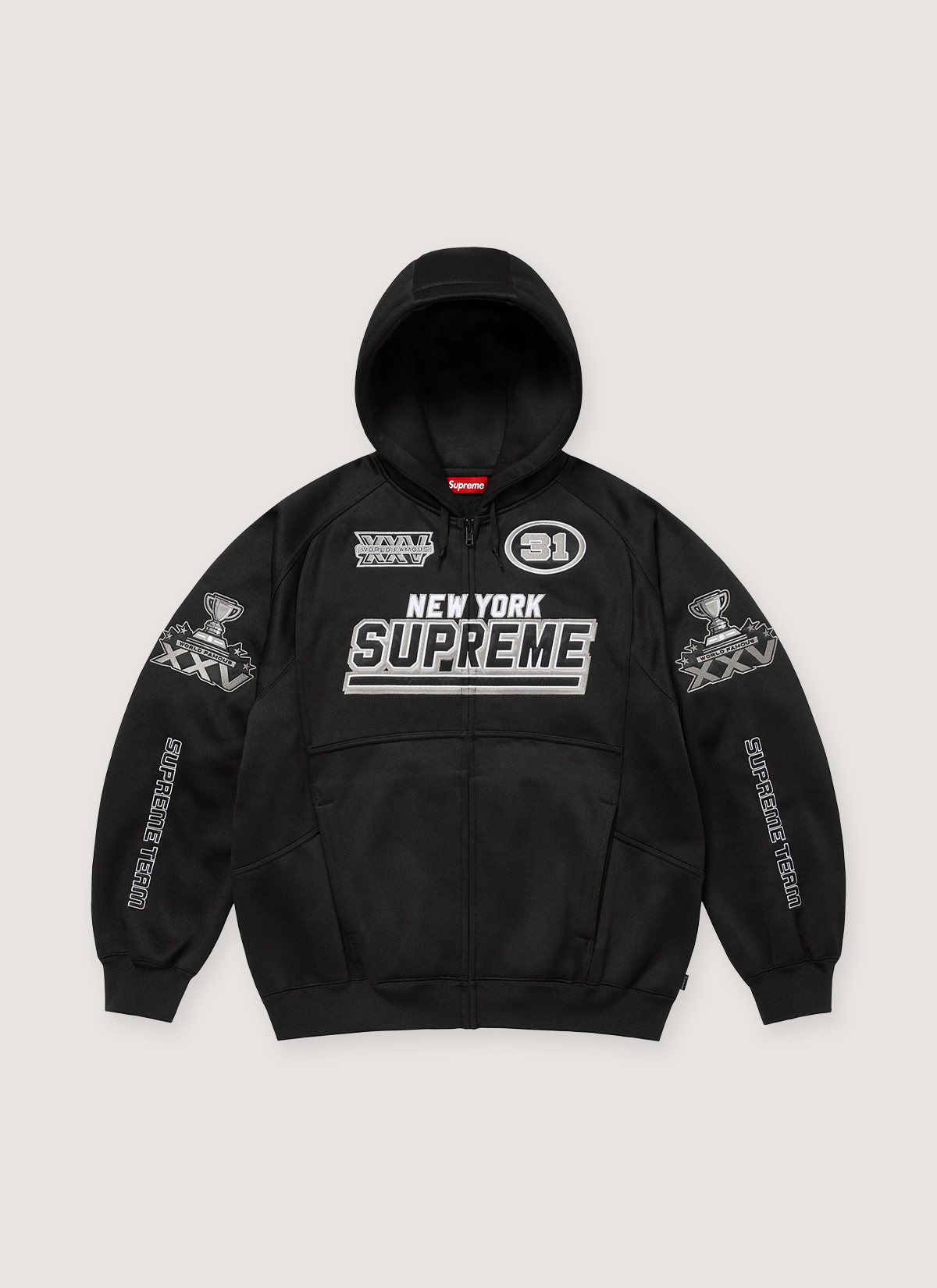 Supreme Football Zip Up Hooded Sweatshirt Black Supreme Football Zip Up Hooded Sweatshirt Black - Image 1 | Authenticated at Pieces Los Angeles