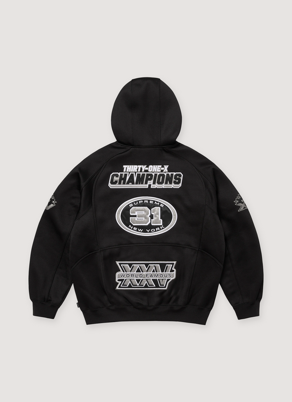 Supreme Football Zip Up Hooded Sweatshirt Black alternate view - Shop at Pieces Los Angeles