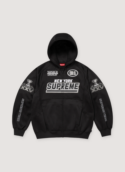 Supreme Football Zip Up Hooded Sweatshirt Black – PIECES Supreme Football Zip Up Hooded Sweatshirt Black – PIECES