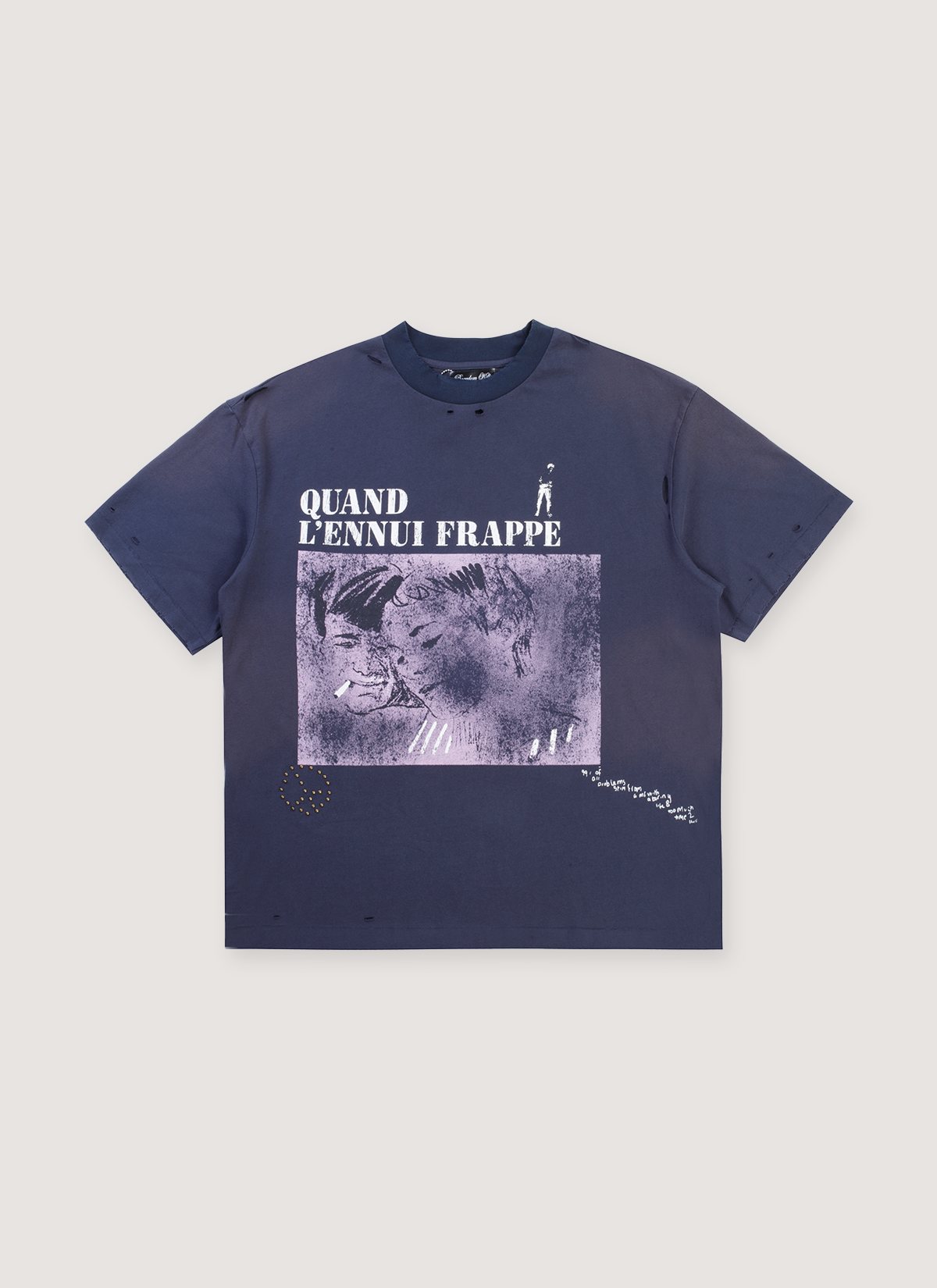 Boredom Kills French Tee Navy