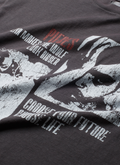 Pieces Future Tee shirt Vintage Black close up view on graphic in front Pieces Future Tee Vintage Black - Image 3 | Authenticated at Pieces Los Angeles