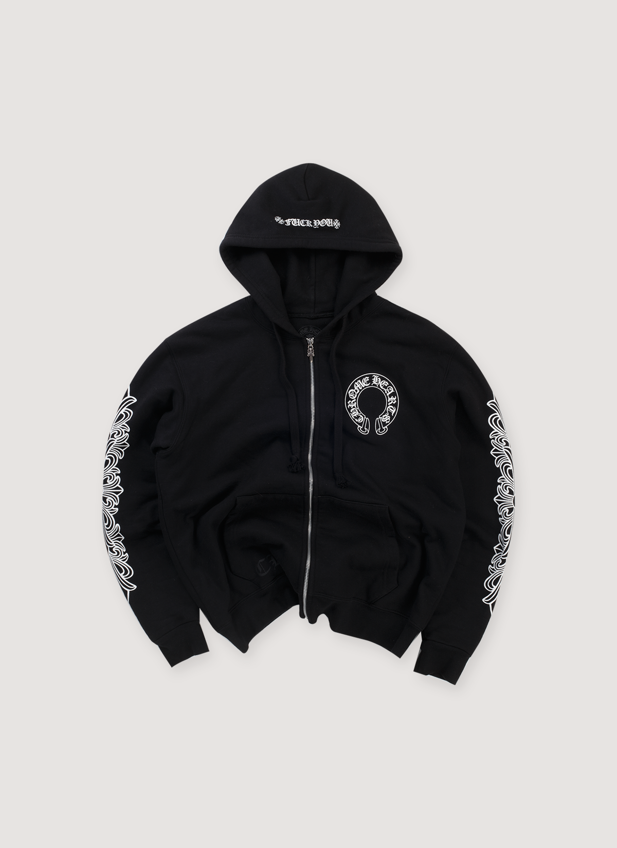 Fuck You Horseshoe Thermal Zip Up Sweatshirt Black (Pre-Owned)