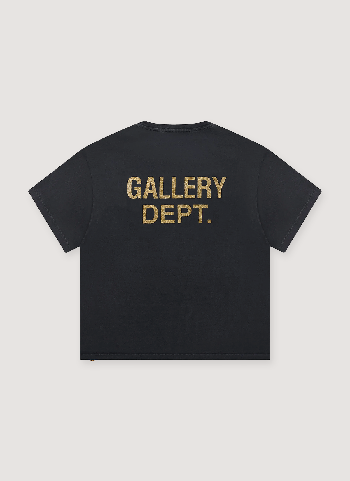Gallery Dept. See No Evil Tee Shirt Vintage Black with vintage wash and fade, goldglitter GD English logotype back, relaxed 90's fit, back view