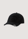  Alice Hollywood Godspeed Cap Black with metal lighter caps on the brim, embroidered logo, classic baseball hat, front view Alice Hollywood Godspeed Cap Black - Image 1 | Authenticated at Pieces Los Angeles