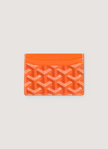Goyard Saint-Sulpice Card Wallet Orange pattern design(Pre-Owned) 4 card slots, 1 central slot, front view Goyard Saint-Sulpice Card Wallet Orange (Pre-Owned) - Image 1 | Authenticated at Pieces Los Angeles