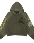 Project G/R Reconstructed Folded Zip Up Sweatshirt Khaki
