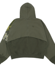 Project G/R Reconstructed Folded Zip Up Sweatshirt Khaki