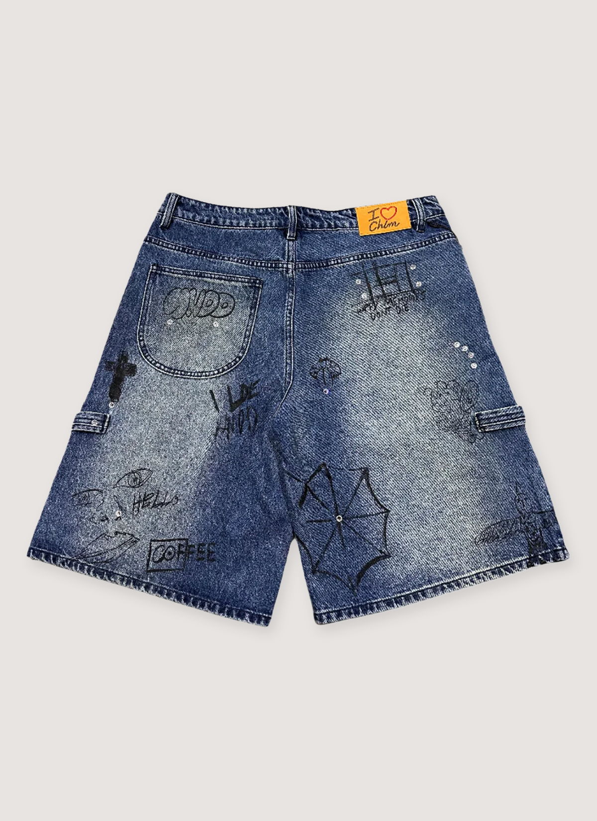 HMDD Graffiti Shorts Indigo HMDD Graffiti Shorts Indigo - Image 2 | Authenticated at Pieces Los Angeles