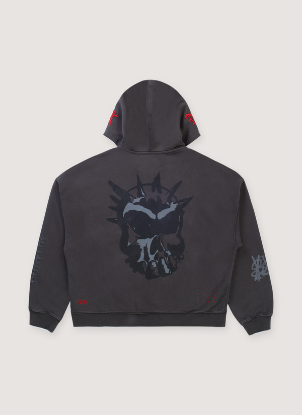 Ksubi Graff Ekcess Zip Thru Sweatshirt Faded Black alternate view - Shop at Pieces Los Angeles