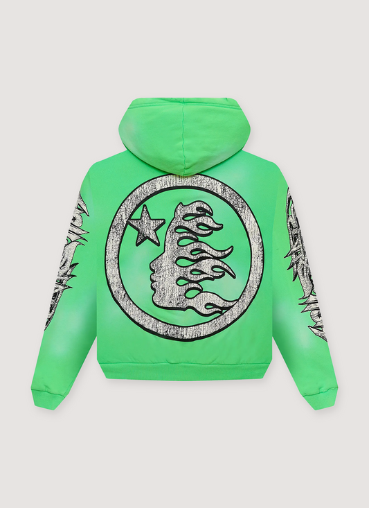 Hellstar Grafitti Zip Up Sweatshirt Green