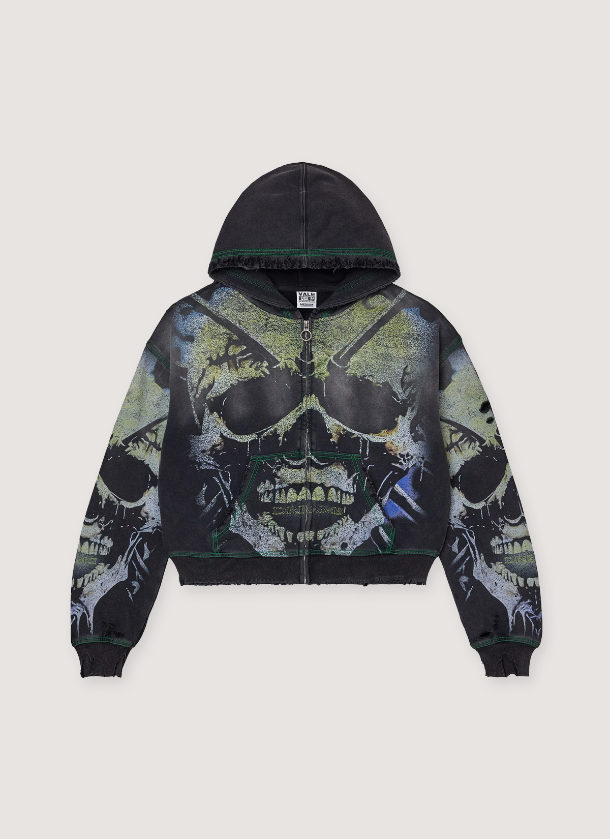Vale Forever Grave Digger Zip Up Sweatshirt Black Green Vale Forever Grave Digger Zip Up Sweatshirt Black Green - Image 1 | Authenticated at Pieces Los Angeles