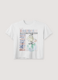 GV Gallery Gravity Tee Shirt White vintage text and graphic of a cartoon basketball on planet earth, front view GV Gallery Gravity Tee White - Image 1 | Authenticated at Pieces Los Angeles