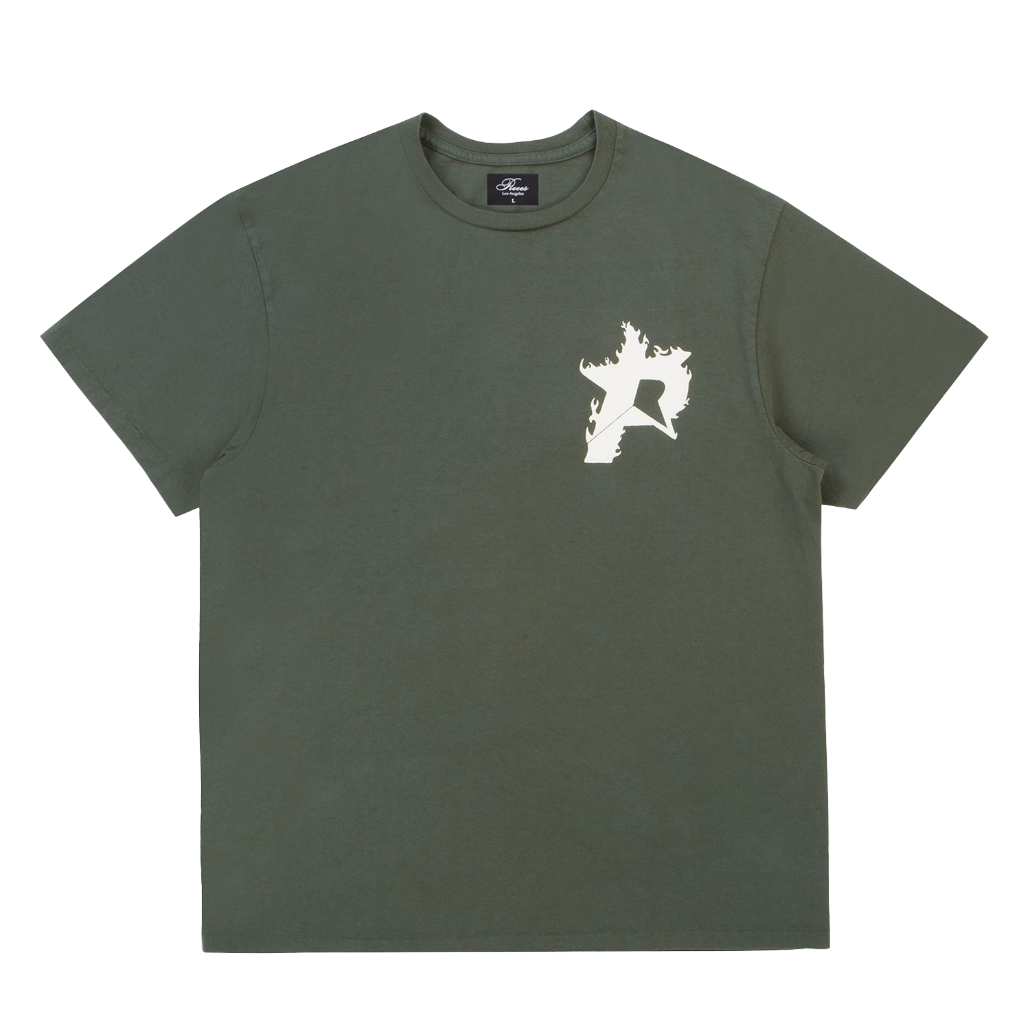 Pieces P Star Flames Tee Forest Green