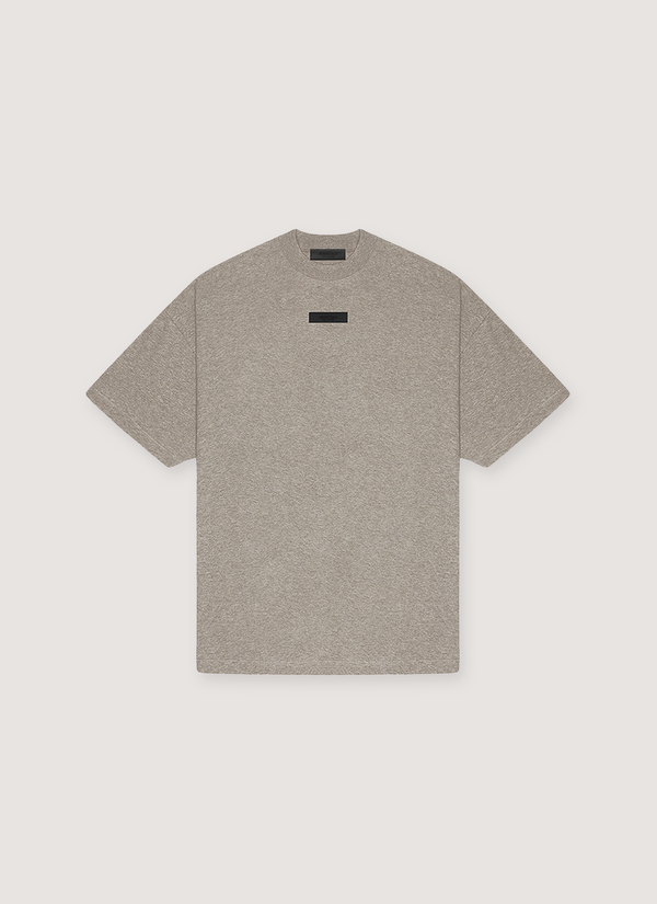 Essentials Fear of God SS24 Tee shirt Heather Grey with small black rectangle graphic, front view SS24 Tee Heather Grey - Authenticated T-shirts | Pieces Los Angeles