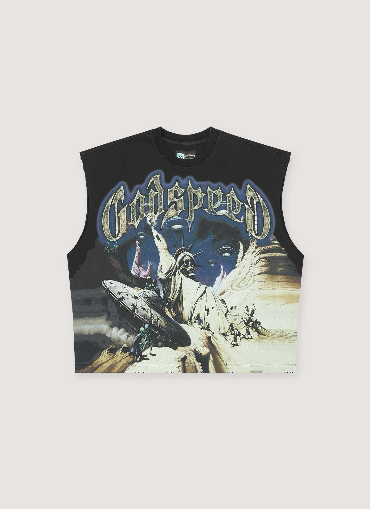 Godspeed New York The Landing Sleeveless Tee Black