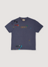 Gallery Dept. Dept Logo Handpainted Tee Shirt Vintage Navy with gold glitter ink, hand-[ainted pain splaters, front view