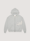 Godspeed New York OG Logo Zip Up Sweatshirt V2 Grey hoodie front view Godspeed New York OG Logo Zip Up Sweatshirt V2 - Image 1 | Authenticated at Pieces Los Angeles