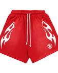 Hellstar Flame Shorts Red White