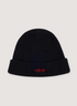 Black beanie with a red logo