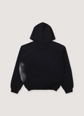 Helmut Lang Spray Relaxed Sweatshirt Black Hoodie with tan cream spray paint, back view Helmut Lang Spray Relaxed Sweatshirt Black - Image 2 | Authenticated at Pieces Los Angeles