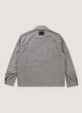 Helmut Land Garment Dyed Utility Jacket Stone Grey, pointed collar, contrasting elbow patches, leather logo patch, back view Helmut Lang Garment Dyed Utility Jacket Stone - Image 2 | Authenticated at Pieces Los Angeles