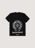 Chrome Hearts Honolulu Horseshoe Tee Shirt Black with screen printed horseshoe logo, back view Chrome Hearts Honolulu Horseshoe Tee Black - Image 2 | Authenticated at Pieces Los Angeles