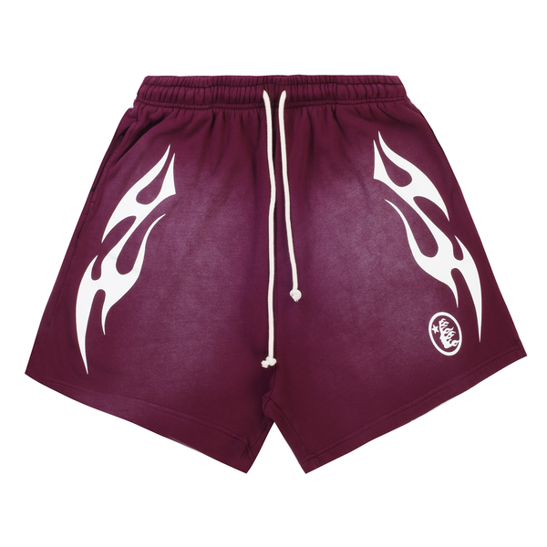 Hellstar Flame Shorts Burgundy White – PIECES