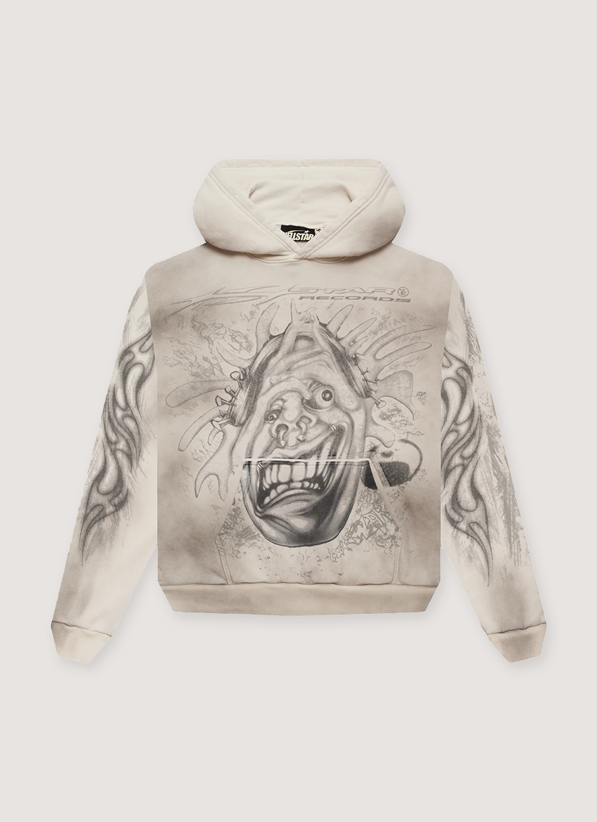 Hellstar HSTAR Records Sweatshirt Vintage White