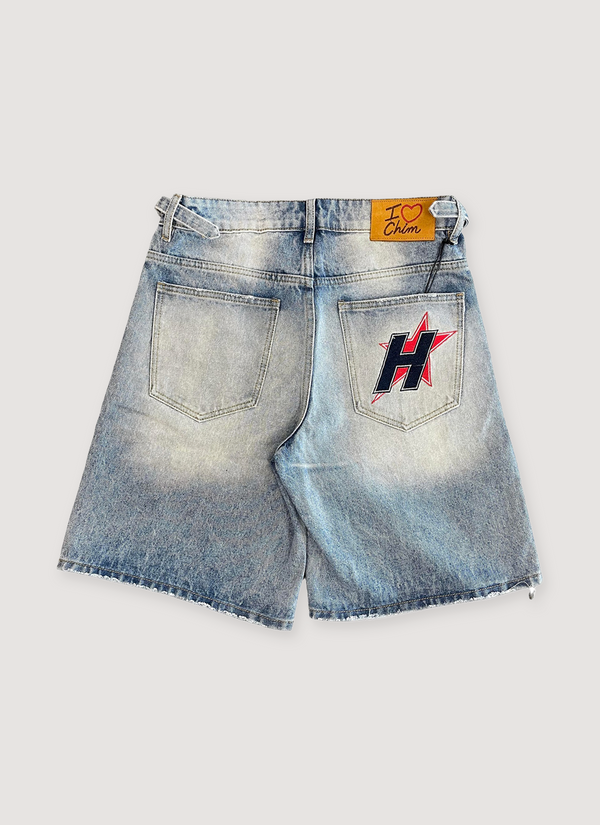 HMDD H Star Crystal Jorts Indigo alternate view - Shop at Pieces Los Angeles