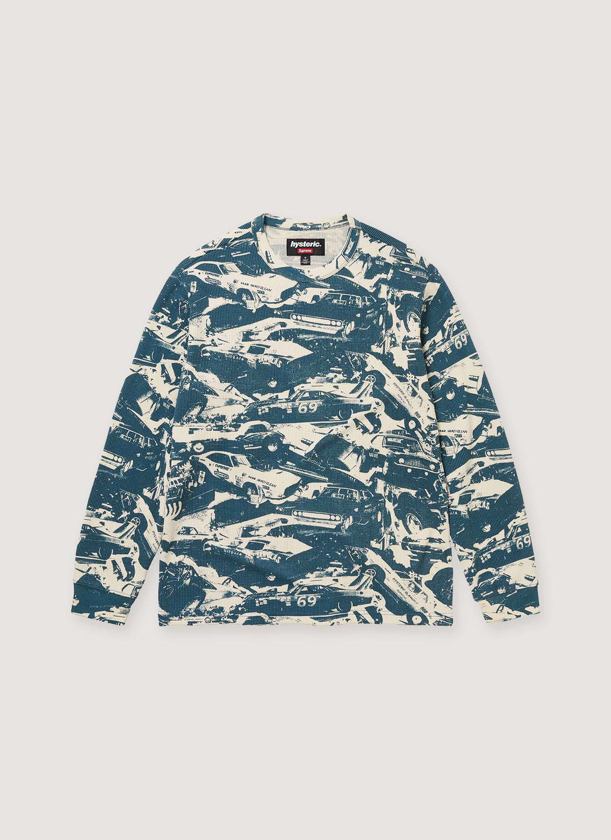 Supreme Hysteric Glamour Cars Thermal Longsleeve Teal Supreme Hysteric Glamour Cars Thermal Longsleeve Teal - Image 1 | Authenticated at Pieces Los Angeles