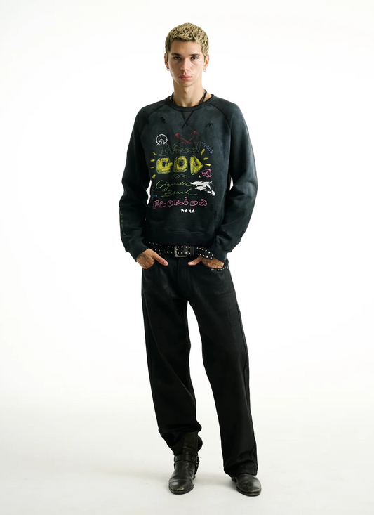 Vague Studios I Found God Crewneck Sunbeat Black