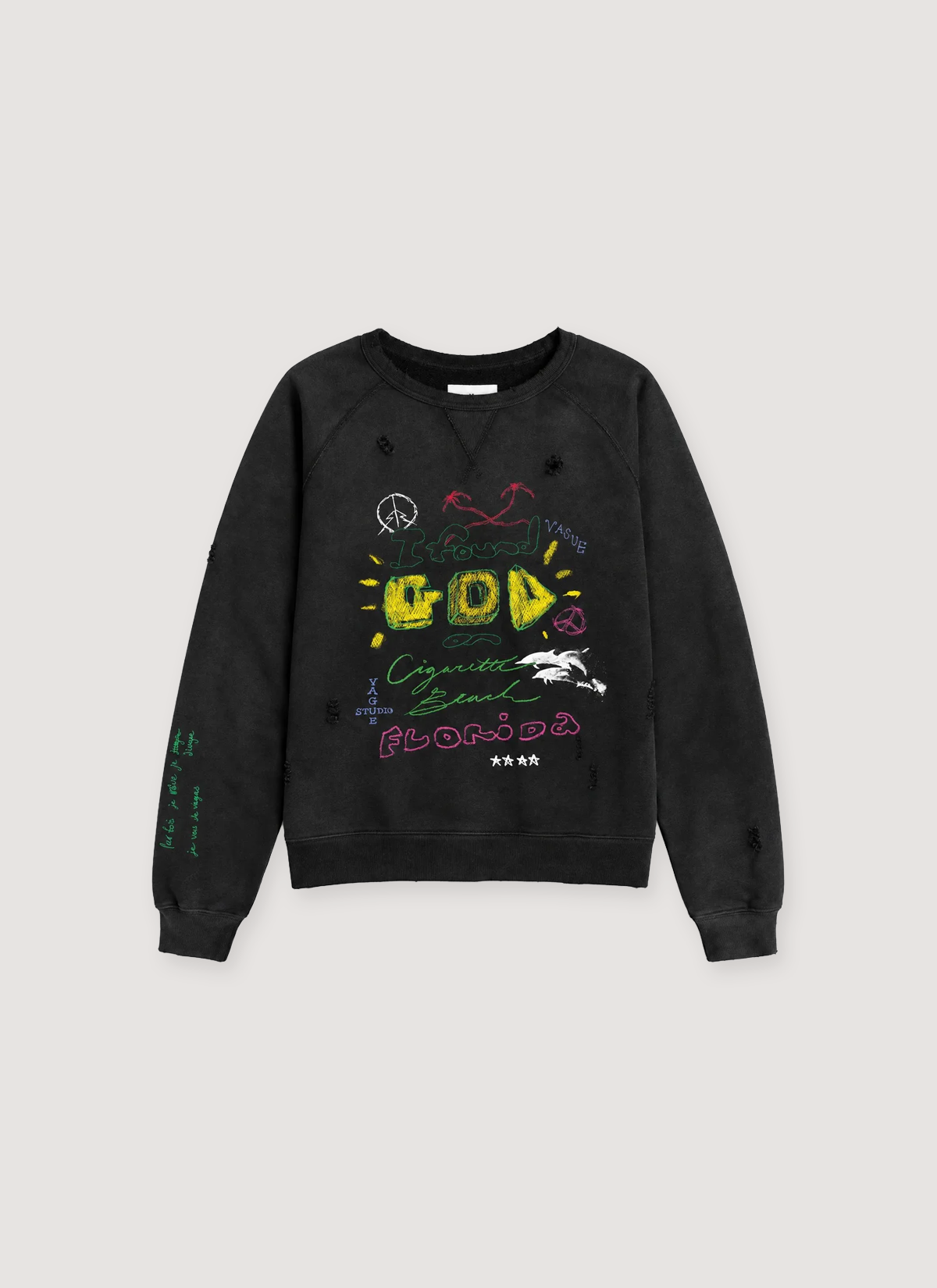Vague Studios I Found God Crewneck Sunbeat Black