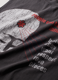 Pieces Influence Cut Off Vintage faded Black tank top close up view of the graphic on the front of the shirt Pieces Influence Cut Off Vintage Black - Image 3 | Authenticated at Pieces Los Angeles