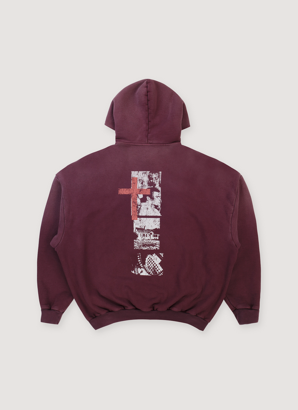 Pieces Inhumane Half Zip Sweatshirt Vintage Maroon alternate view - Shop at Pieces Los Angeles