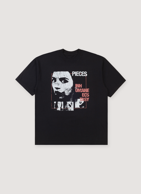 Pieces Inhumane Tee Vintage Black shirt with graphic and text front view Inhumane Tee Vintage Black - Authenticated T-shirts | Pieces Los Angeles