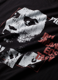 close up view of graphic on Pieces Inhumane Tee Vintage Black shirt front view Pieces Inhumane Tee Vintage Black - Image 3 | Authenticated at Pieces Los Angeles