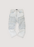 Amiri Jacquard Carpenter Pants Bleached Indigo Blue Jeans (Pre-Owned), Jacquard Amiri logo pattern, metal embellishments, snap button leg opening, front view