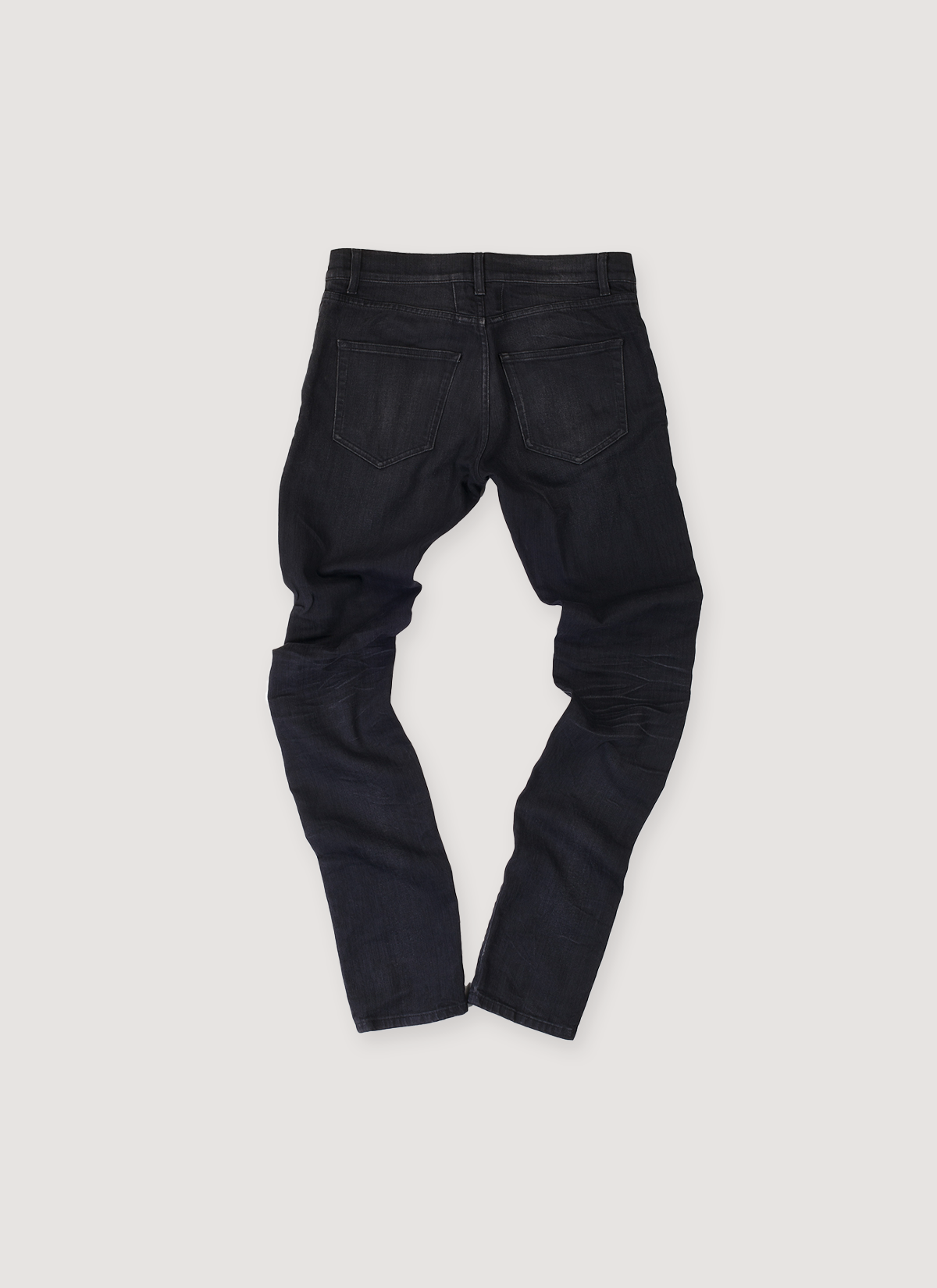 Saint Laurent DO2 M/SK-LW Distressed Jeans Washed Black Denim Pants (Pre-Owned) skinny fit with distressed details, faded wash, back view