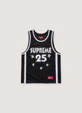 Supreme All Star Basketball Jersey sleeveless black and white front view Supreme All Star Basketball Jersey - Image 3 | Authenticated at Pieces Los Angeles
