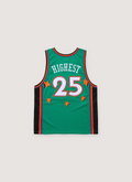 Supreme All Star Basketball Jersey sleeveless shirt green and orange back view with white text Supreme All Star Basketball Jersey - Image 2 | Authenticated at Pieces Los Angeles