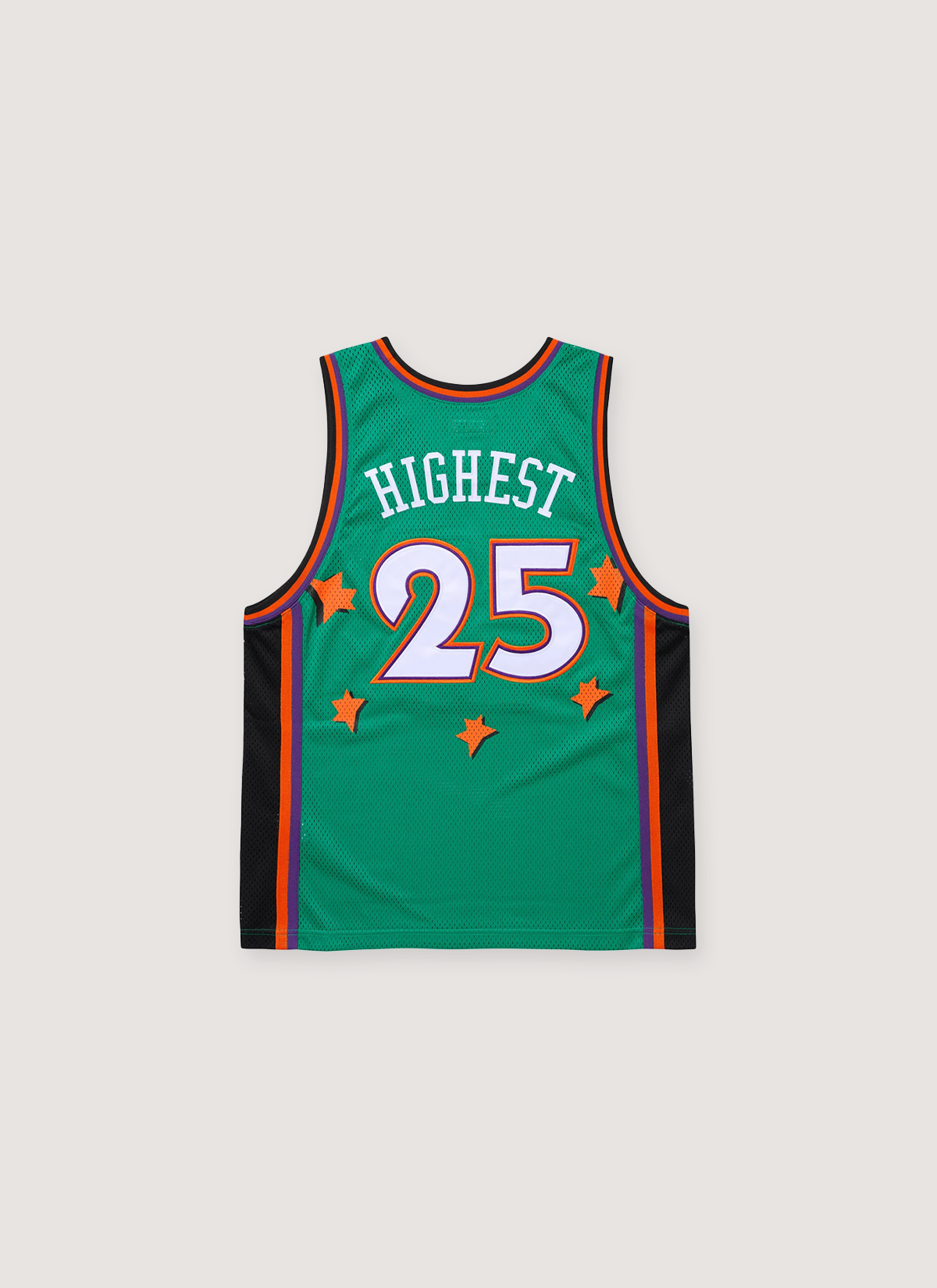 Supreme All Star Basketball Jersey sleeveless shirt green and orange back view with white text Supreme All Star Basketball Jersey - Image 2 | Authenticated at Pieces Los Angeles