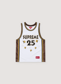 Supreme All Star Basketball Jersey sleeveless white and brown front view Supreme All Star Basketball Jersey - Image 4 | Authenticated at Pieces Los Angeles