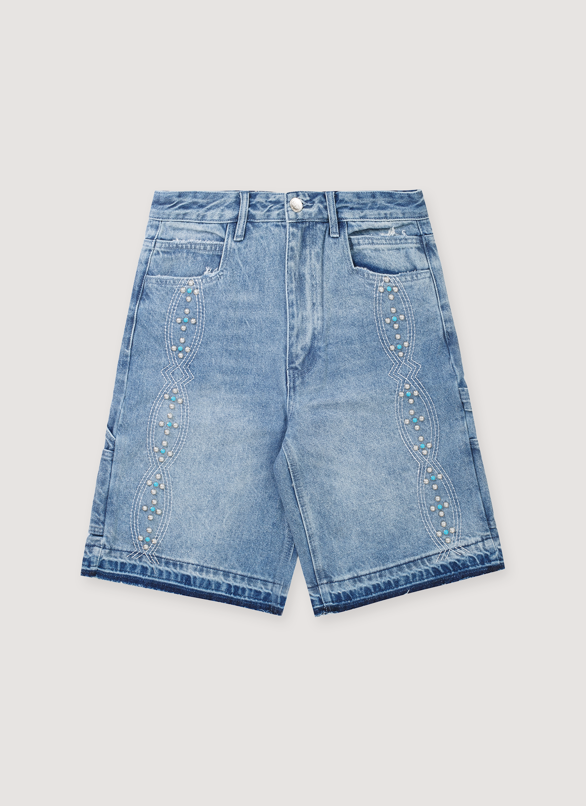 Boredom Kills Studded Jorts Washed Indigo
